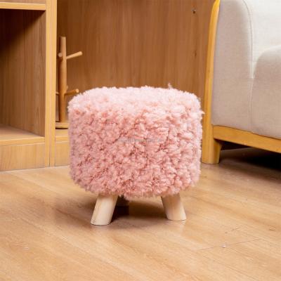 China Modern Nordic Creative Step Stool Low Chair Wooden Makeup Stool Modern Simple Shoes Change Fluffy Stool for sale