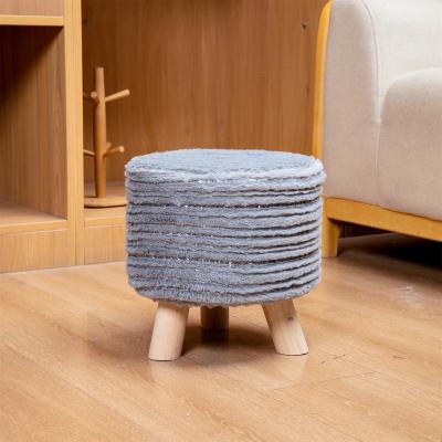 China Eco Household Contemporary Small Wooden Stool Kids Round Comfortable Stool Sponge Bottom Stool for sale