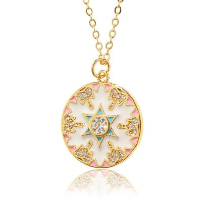 China 2023 Environmental Friendly Fashion Jewelry 18k Gold Six Pointed Star Enamel Necklaces For Women for sale