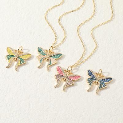 China Wholesale Popular Exquisite Environmentally Friendly Jewelry 18k Female Gold Plated Butterfly Pendant Necklace For Woman for sale