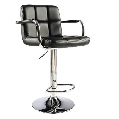 China Modern High Quality Modern Commercial Leather High Quality Black Leather Metal PU Furniture Furniture Bar Stools Swivel Adjustable Chairs for sale