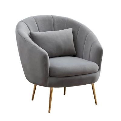 China Modern High Quality Modern Soft Arm Round Fabric Steel Feet Sofa Chair for sale