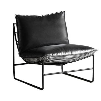 China New Style Reclining Cushion Seat Black Metal Frame Movable Leisure Chair Living Room Furniture for sale