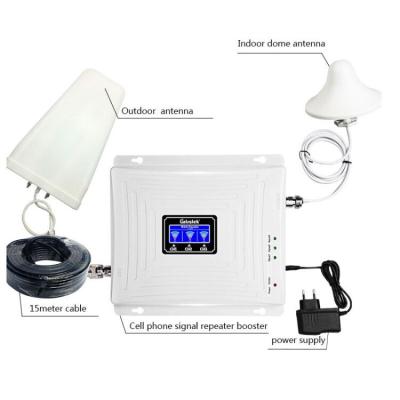 China Reinforcement Equipment in Home Office 900 1800 2100mhz 2g 3g 4g Cell Phone Band GSM DCS WCDMA Triple Mobile Signal Booster Repeater for sale