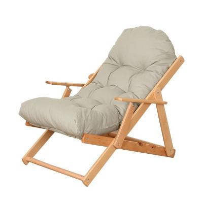 China JIA MU JIA Folding Beach Chairs Solid Wood Eco-friendly Lazy Lounge Chair + Fiber Material Easy Tuck In Deck Chairs for sale