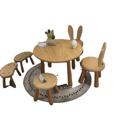 China JIAMUJIA Modern Creative Rabbit Shape Kids Furniture Sets Kids Table And Chair Set Wood for sale