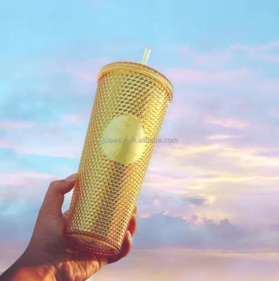 China Viable Diamond Large Promotional Reusable Clear Plastic Bubble Cup Tea Kids Portable Hand Link Durian 710ml Tumbler for sale