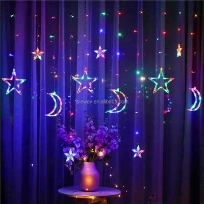 China Fashion Star/Moon String Light Top Merry Christmas String Light Led Wall Party Warm Pattern Yellow Lit and Lights Room For Holiday Decorations for sale