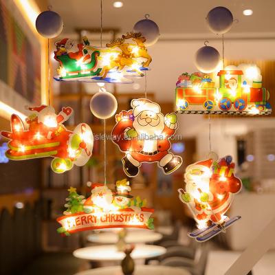 China String Latest Cute Fashion Christmas Decor Picture Hanging Light Led Colorful Tied Stained Glass Window For Decorate for sale