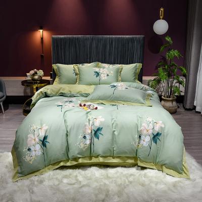 China High Quality Anti-Static Egyptian Cotton Comforter Printed To Embroider Jacquard Fitted Sheet 100% Cotton 3d Bedding Set for sale