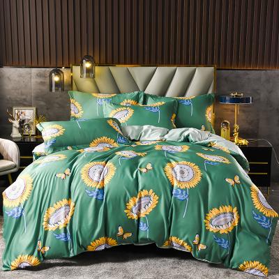 China Custom Printed Luxury 100% Silk Bedding Newest Design Comforter Sheet Sets New Style Anti-Static Prices Good For Queen for sale