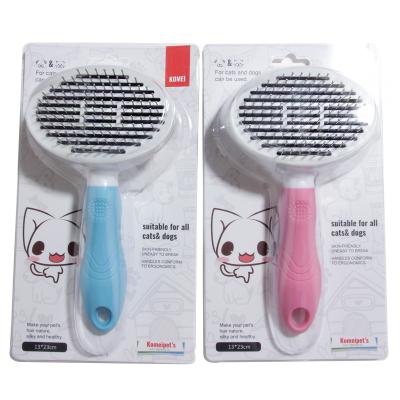 China Durable Plastic Stainless Steel Pet Shaving Comb Dog Fur Shedding Brush for sale