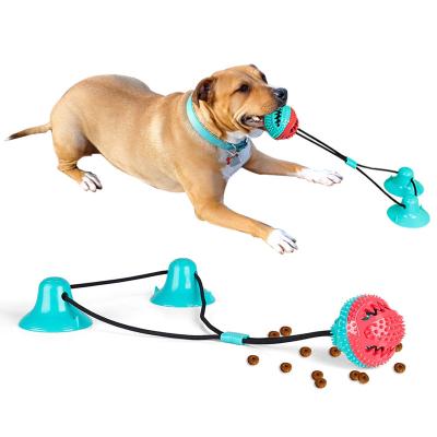 China Viable Fun Suction Cup Rope Ball Pet Rubber Teeth Cleaning Dog Chew Toy Chew Ball Toy PET Toys for sale