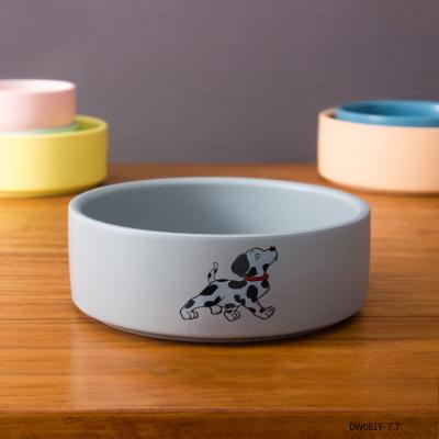 China Viable Ceramic Dog Cat Dog Feeder Bowl Personalized Pet Water Bowl Pet Feeding Bowl With Wooden Stand for sale