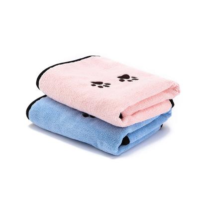 China Sustainable Fiber Pet Towel Factory Price Pet Water Absorption Blue Pink Bath Towel for sale