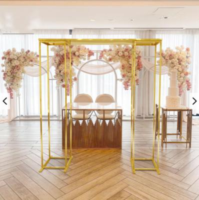 China Square Gold Stainless Steel Flower Frame Background Frame Wedding Decoration for sale