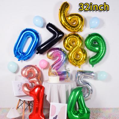 China 32 Inch Gold Ribbon Number Gift Toy Balloons Colorful Toy Rose Gold Foil Balloons Globos Balloons Happy Birthday Party Decorations Supplies for sale