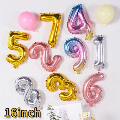 China 16 Inch Number Foil Gift Toy Balloons Gift Toy Number Balloons Gold Sliver Rose Gold Colorful Happy Birthday Party Decorations Supplies Globos for sale