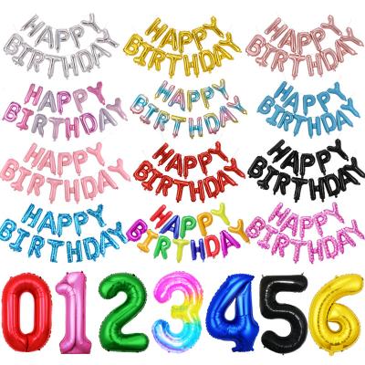 China Promotional Toy Alphabet Party Helium Number Letters Mylar Balloon Happy Birthday Party Foil Balloon Set Decoration 16inch 32inch 40inch for sale