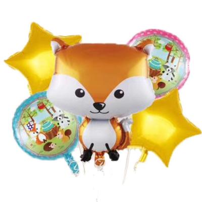 China Gift Toy 5pcs Jungle Set Forest Animals Fox Birthday Balloons for sale