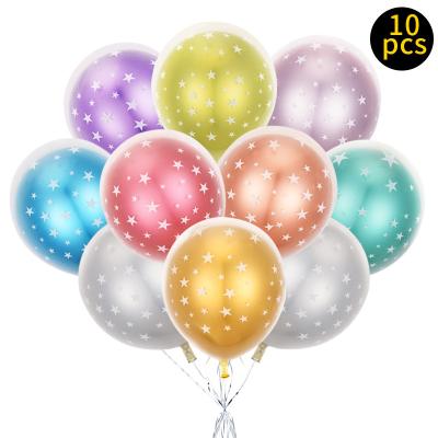 China Promotional Toy 10pcs 12inch DIY Metal Latex Balloons and Transparent Five Pointed Star Printing Happy Birthday Wedding Party Supplie Decoration for sale