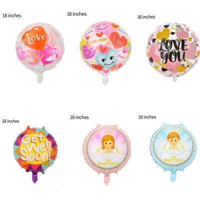 China Toy Toy Wholesale Promotional 18Inches I Love You Round Foil Balloon Love Pattern Wedding Helium Balloons Decoration For Valentines Day Decor for sale