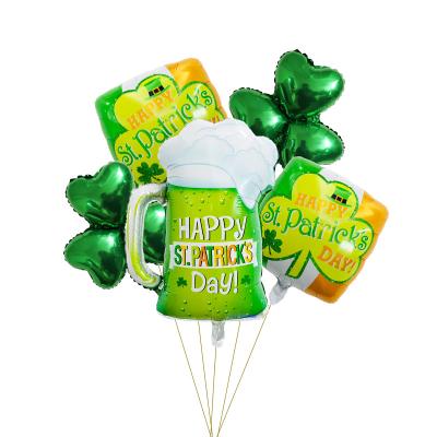 China Advertising Toy Happy St Patricks Day Advertising Toy 5pcs/Packs Foil Balloon Advertising Toy 5pcs/Packs Irish Green Helium Giant Shamrock Shamrock Balloons Balloon Advertising Decor part for sale