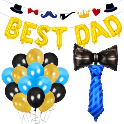 China Toy Promotional Toy Happy Fathers Day Balloon Set BEST DAD Bow Ties Foil Balloons Latex Balloon Father's Day Party DecorationSupplies for sale