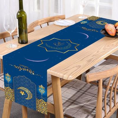 China New Arrival Eid Mubarak Tablecloth Ramadan Table Ornaments Polyester Fabric Cloth Opens Muslim Desk Mat Home Party Supplies Festival Decorations for sale