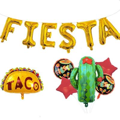 China Mexican Party Decorations Toy Advertising Toy Decoracion Fiestas FIESTA Party Supplies Catcus Taco Helium Foil Float Balloons for sale