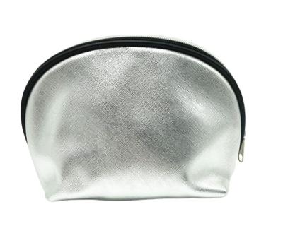 China Fashion PU Leather Zipper Makeup Custom Logo Portable Travel Silver Cosmetics Bags for sale