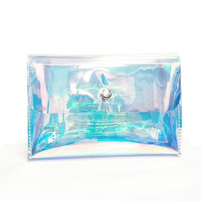 China Custom Vintage Magnetic Clear Plastic Holographic Latch Cosmetic Brush Case Bag for sale