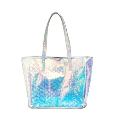 China Tote Bag Fashion Ladies Beach Iridescent Laser PVC Holographic Shoulder Bag for sale