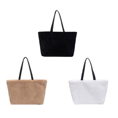 China Tote Bag Casual Winter Large Shoulder Shearling Bags Totes Faux Fur Shopping Bags For Women for sale