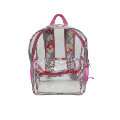 China Custom Fashion Waterproof Piping Waterproof School PVC Clear Clear Plastic Student Backpack for sale