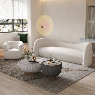 China Modern Luxury Indoor Lambskin Sofa Office White Minimalist Removable Cover Furniture Living Room Wool Curved Sofa for sale