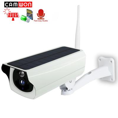 China Camwon 1080P Solar Battery IR Night Vision Motion Detection CCTV Outdoor Wireless Rechargeable Solar Camera Waterproof Siren for sale