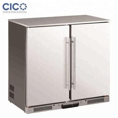 China 208L COMPRESSOR Two Door Stainless Steel Undercounter Beverage Soft Drink Wine Fridge Beer Bar Fridge for sale