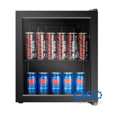 China Special price of 50L mini beverage cooler Single-temperature, glass door mini fridge, table top fridge in black color with AC220V for sale