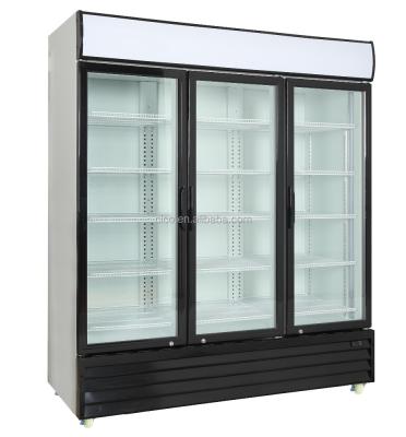 China Single-temperature CICO beverage cooler / glass door upright showcase freezer /supermarket refrigerator equipment 1500L for sale