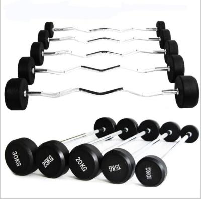 China New Arrival Universal Fitness Bodybuilding Accessories Fixed BEND Rubber Barbell Weightlifting for sale