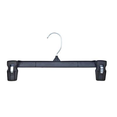 China Behind Doors/On Walls Wholesale  6012 Black Plastic Pants Hangers 12 inches Durable  Clips Anti Slip Plastic Hanger for sale