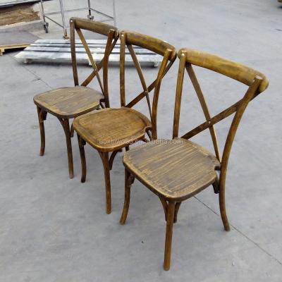 China Solid Wood Event Wooden Cross Back Chairs for sale