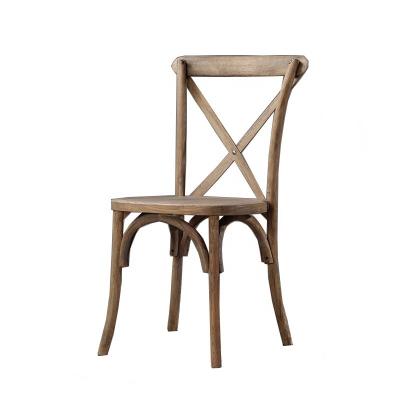 China Modern Vintage Style Furniture French Bistro Chair Stackable Cross Back Wooden Chair for sale