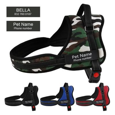 China Custom Personalized Reflective Dog Harness Invest NO PULL Adjustable Pet Harness For Dogs ID Customized Name Tag Dog Walking Harnesses for sale