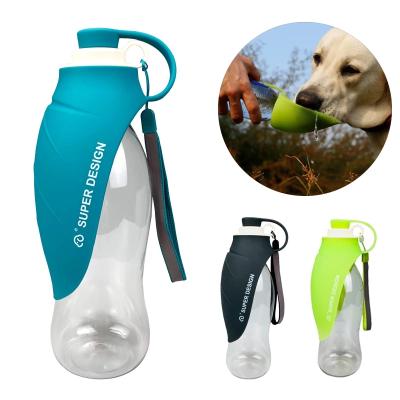 China 580ml Portable Dog Water Bottle Silicone Leaf Design Travel Soft Stocked Dog Bowl For Puppy Cat Drinking Outdoor Pet Water Dispenser for sale