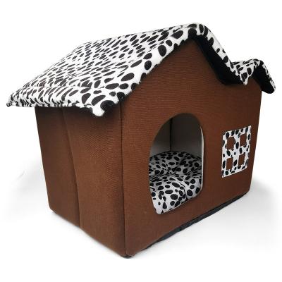 China Breathable Foldable Dog Bed Room for Small Dogs Pet Puppy Cushion Dog Kennel Luxury Double Top Warm Nest Home Room Removable Cover for sale