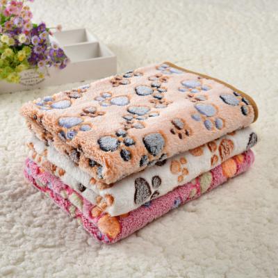 China Winter Pet Puppy Pet Bed Breathable Cute Warm Fleece Mat Cover Small Medium Large Towl Paw Handcrafted Print Cat Dog Soft Covering Supplies for sale