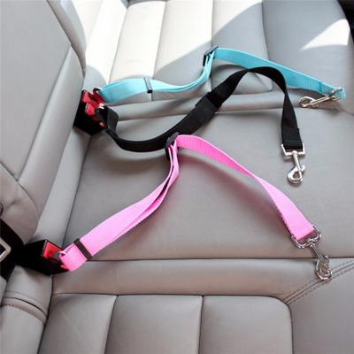 China Personalized Dog Car Seat Belt Safety Protector Travel Pets Accessories Dog Leash Collar Detachable Strong Car Harness for sale