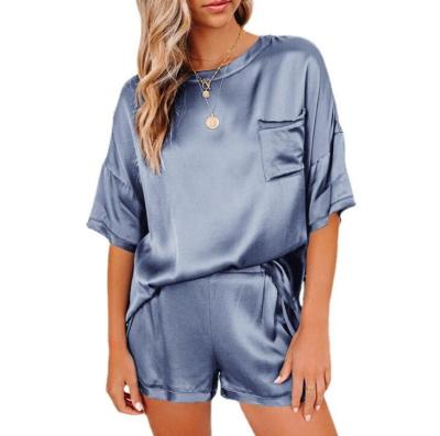 China Hot Selling QUICK DRY Silk Satin Pajamas Set Casual Homewear Shorts Set For Women Lounge Wear Pajamas for sale